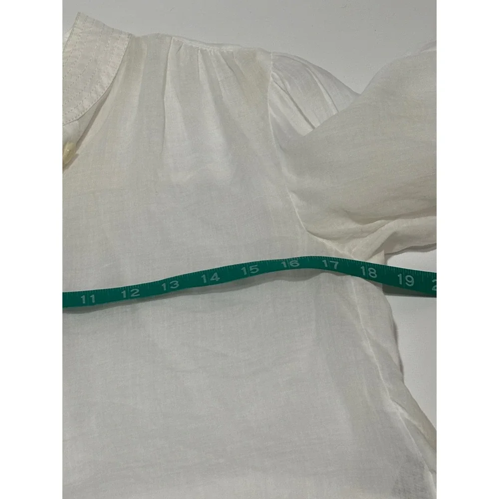Banana Republic White Mandarin Collar Button Front Sheer Blouse Top Women's Sz S - Picture 7 of 9